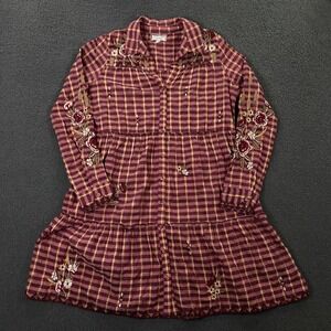 Johnny Was Workshop Shirt Dress size Small Plaid Embroidered Floral Boho Western